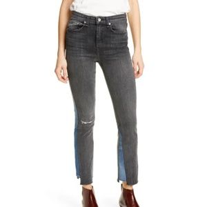 Rag & Bone Reconstructed Ripped Step Hem Jeans Nina high rise ankle cigarette 30